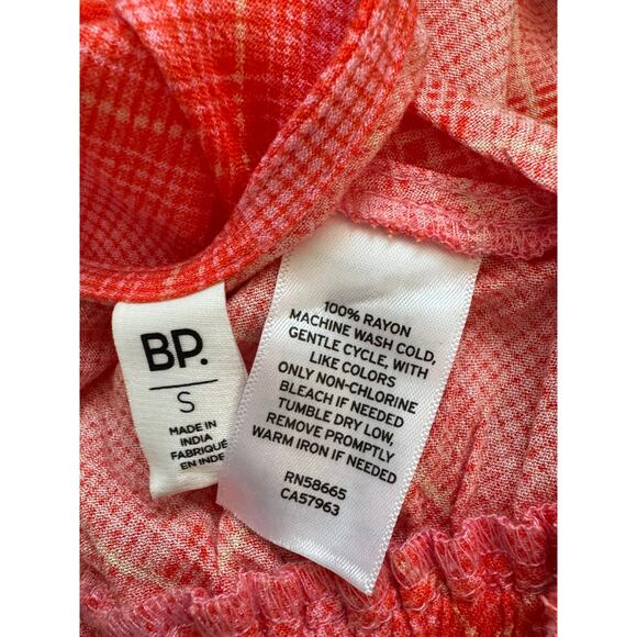 New BP. BP NORDSTROM ~ Pink-/Red Ian Bias Plaid Surplice V-neck Crop Top Size S - Picture 7 of 8